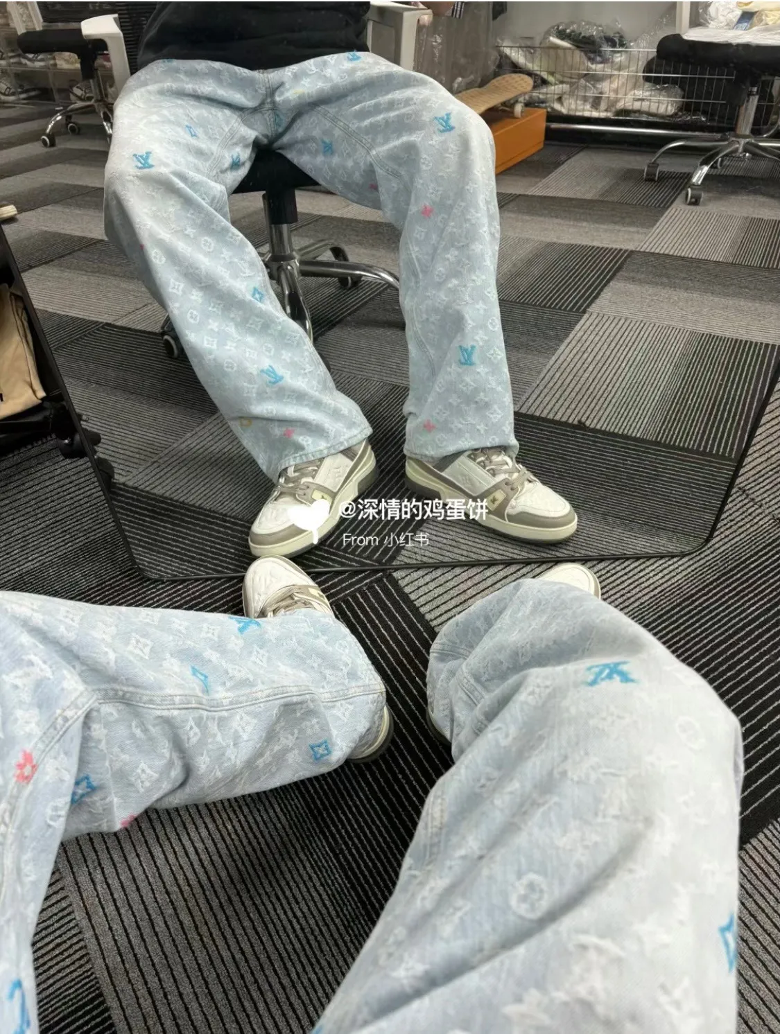 Louis Vuitton/Louis Vuitton Tyler joint style old flower jacquard embroidered jeans